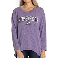 Women's Purple TCU Horned Frogs Oversized Bailey Long Sleeve V-Neck Tri-Blend Tunic