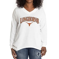 Women's White Texas Longhorns Oversized Bailey Long Sleeve V-Neck Tri-Blend Tunic