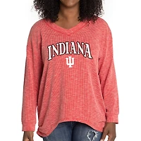 Women's Crimson Indiana Hoosiers Oversized Bailey Long Sleeve V-Neck Tri-Blend Tunic