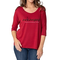 Women's Cardinal Arkansas Razorbacks Tamara Scoop Neck 3/4-Sleeve Top