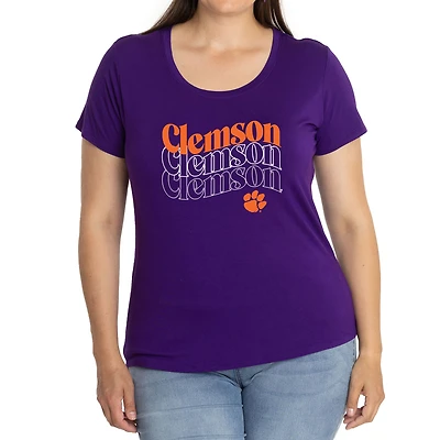 Women's Purple Clemson Tigers Scarlet Scoop Neck T-Shirt