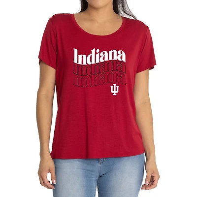 Women's Crimson Indiana Hoosiers Relaxed Scarlet Scoop Neck T-Shirt