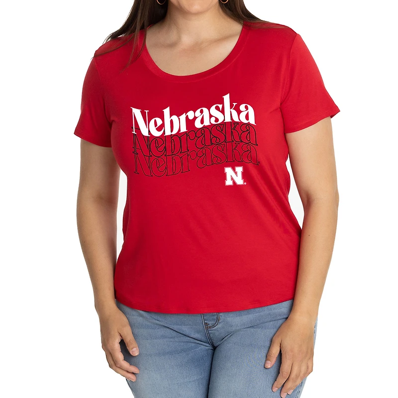 Women's Scarlet Nebraska Huskers Relaxed Scoop Neck T-Shirt