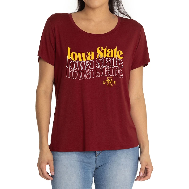 Women's Garnet Iowa State Cyclones Relaxed Scarlet Scoop Neck T-Shirt