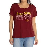 Women's Garnet Iowa State Cyclones Relaxed Scarlet Scoop Neck T-Shirt