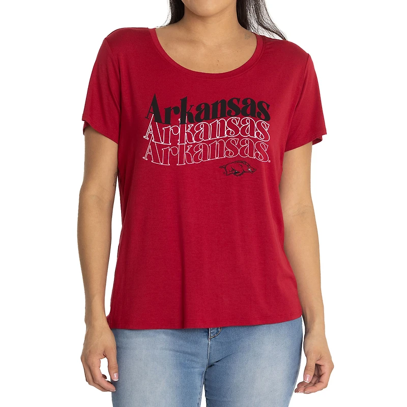 Women's Cardinal Arkansas Razorbacks Relaxed Scarlet Scoop Neck T-Shirt