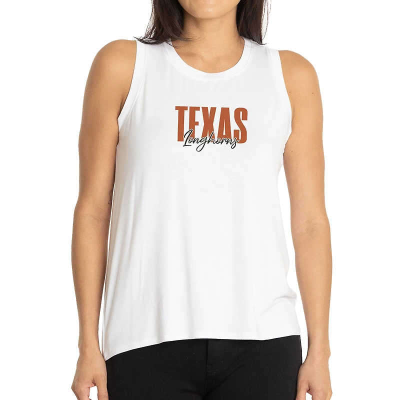 Women's White Texas Longhorns A-Line Hannah High Neck Tank Top
