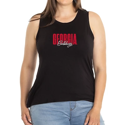 Women's Black Georgia Bulldogs A-Line Hannah High Neck Tank Top