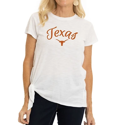 Women's White Texas Longhorns Sophie Side-Tie T-Shirt