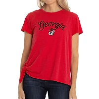 Women's Red Georgia Bulldogs Sophie Side-Tie T-Shirt