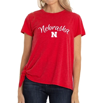 Women's Scarlet Nebraska Huskers Sophie Side-Tie T-Shirt