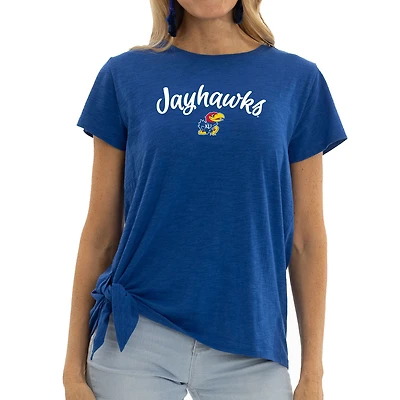 Women's Royal Kansas Jayhawks Sophie Side-Tie T-Shirt