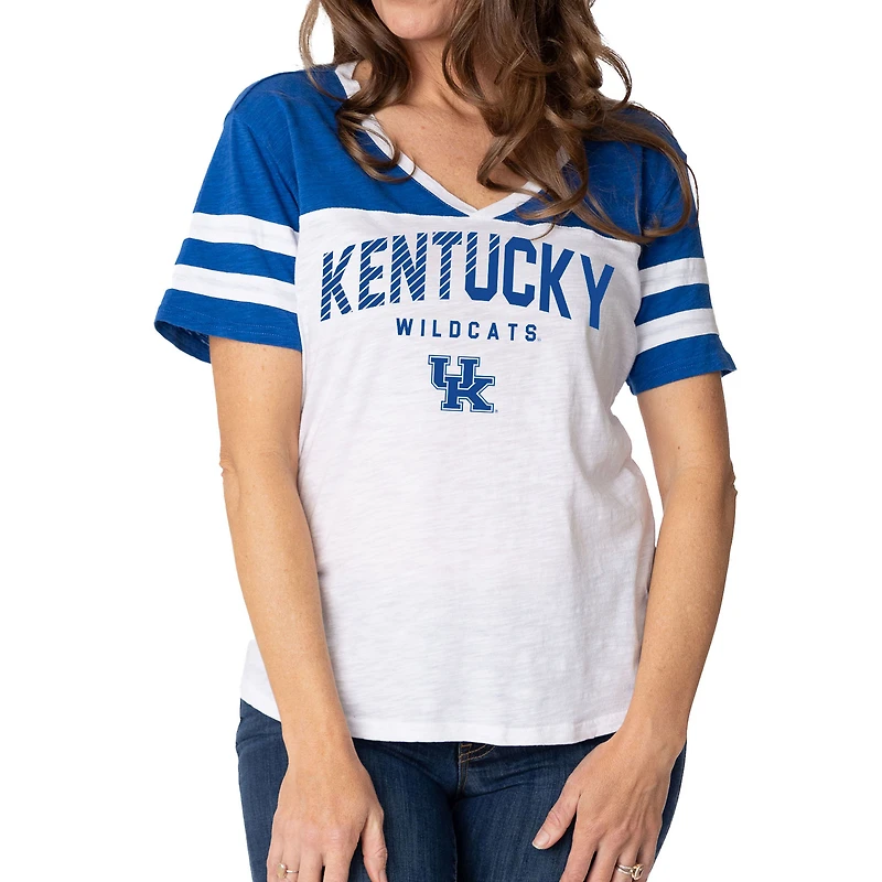 Women's White/Royal Kentucky Wildcats Silvey Color Block Jersey T-Shirt