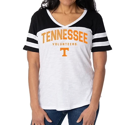 Women's White/Black Tennessee Volunteers Silvey Color Block Jersey T-Shirt