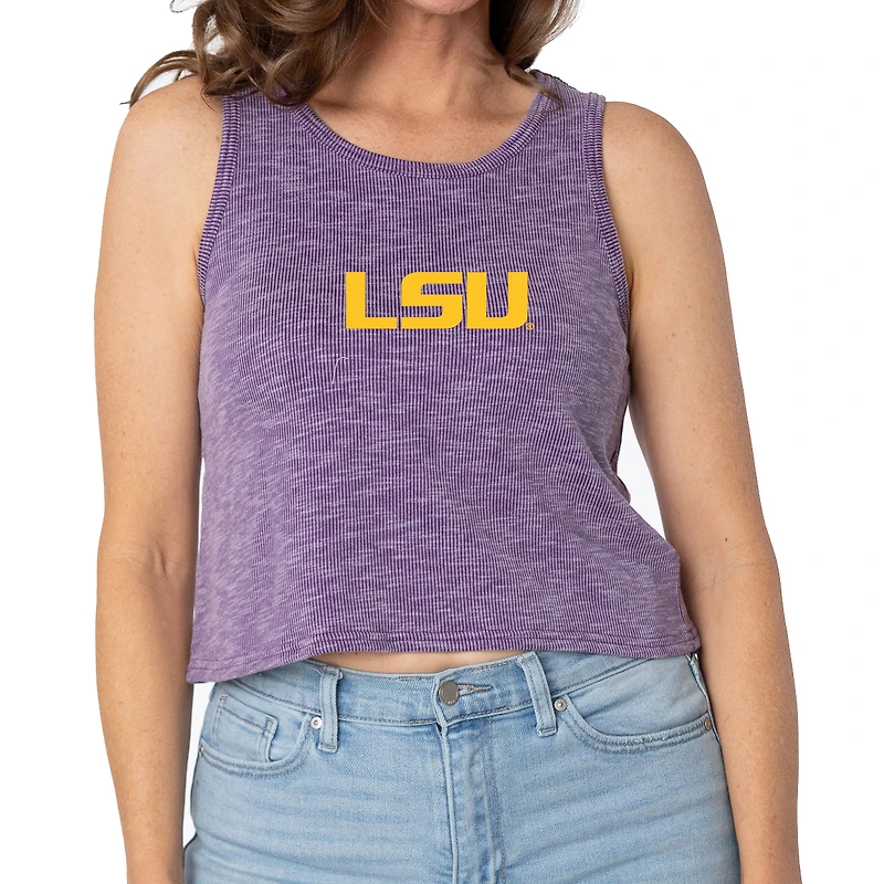 Women's Purple LSU Tigers Brie Sandwash Tri-Blend Cropped Tank Top