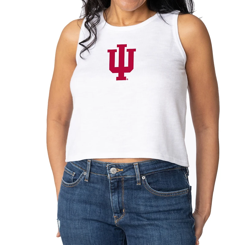 Women's White Indiana Hoosiers Brie Sandwash Tri-Blend Cropped Tank Top