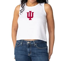 Women's White Indiana Hoosiers Brie Sandwash Tri-Blend Cropped Tank Top