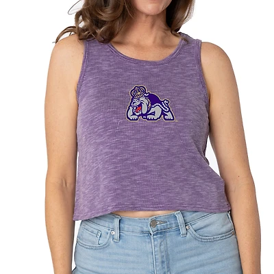 Women's Purple James Madison Dukes Brie Sandwash Tri-Blend Cropped Tank Top