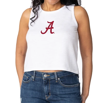 Women's White Alabama Crimson Tide Brie Sandwash Tri-Blend Cropped Tank Top