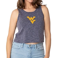 Women's Navy West Virginia Mountaineers Brie Sandwash Tri-Blend Cropped Tank Top