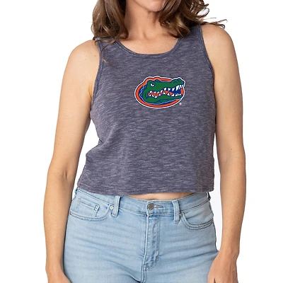 Women's Navy Florida Gators Brie Sandwash Tri-Blend Cropped Tank Top