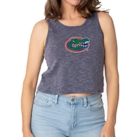 Women's Navy Florida Gators Brie Sandwash Tri-Blend Cropped Tank Top