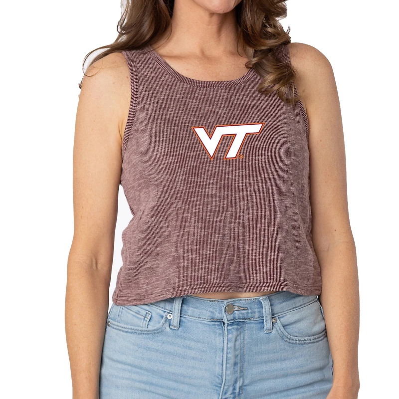 Women's Maroon Virginia Tech Hokies Brie Sandwash Tri-Blend Cropped Tank Top