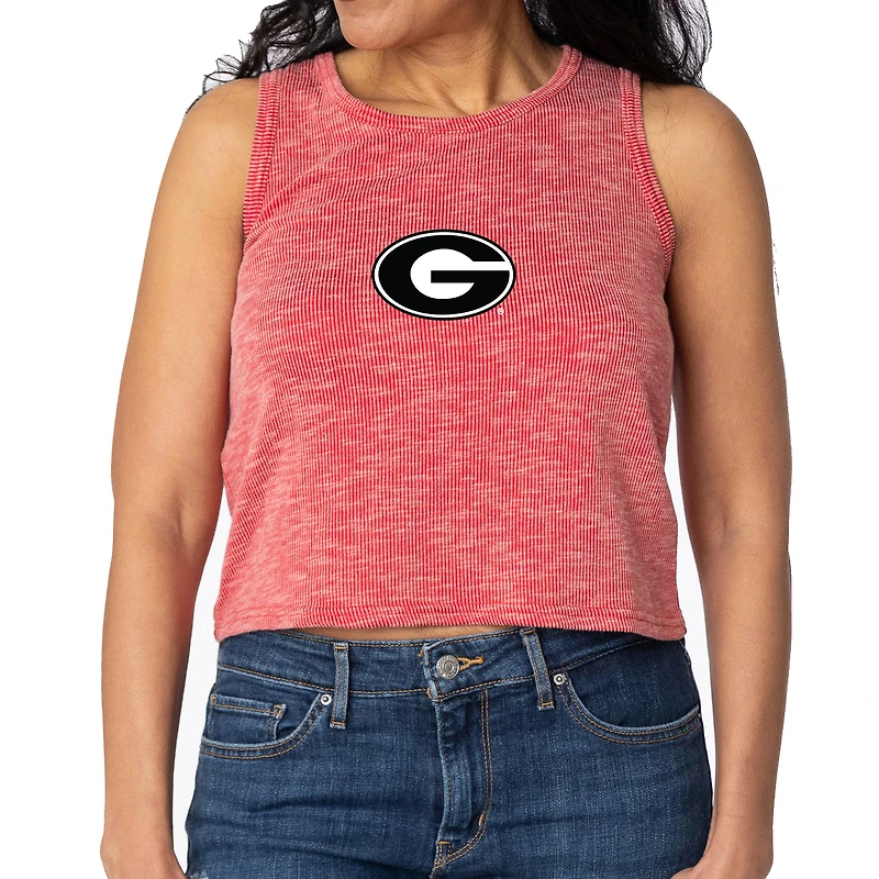 Women's Red Georgia Bulldogs Brie Sandwash Tri-Blend Cropped Tank Top