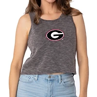 Women's Charcoal Georgia Bulldogs Brie Sandwash Tri-Blend Cropped Tank Top