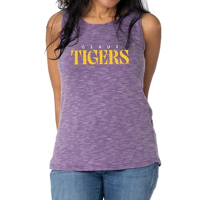 Women's Purple LSU Tigers Blake Sandwash Rib-Knit Tri-Blend Tank Top