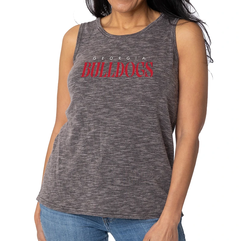 Women's Charcoal Georgia Bulldogs Blake Sandwash Rib-Knit Tri-Blend Tank Top