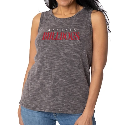 Women's Charcoal Georgia Bulldogs Blake Sandwash Rib-Knit Tri-Blend Tank Top