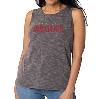 Women's Charcoal Georgia Bulldogs Blake Sandwash Rib-Knit Tri-Blend Tank Top
