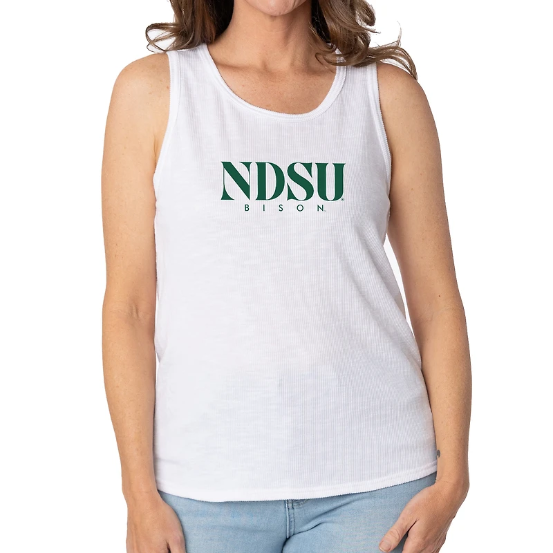 Women's White NDSU Bison Blake Sandwash Rib-Knit Tri-Blend Tank Top