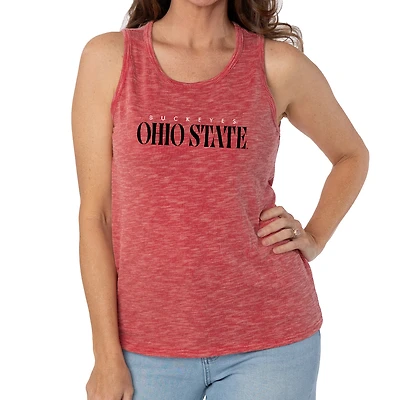 Women's Scarlet Ohio State Buckeyes Blake Sandwash Rib-Knit Tri-Blend Tank Top