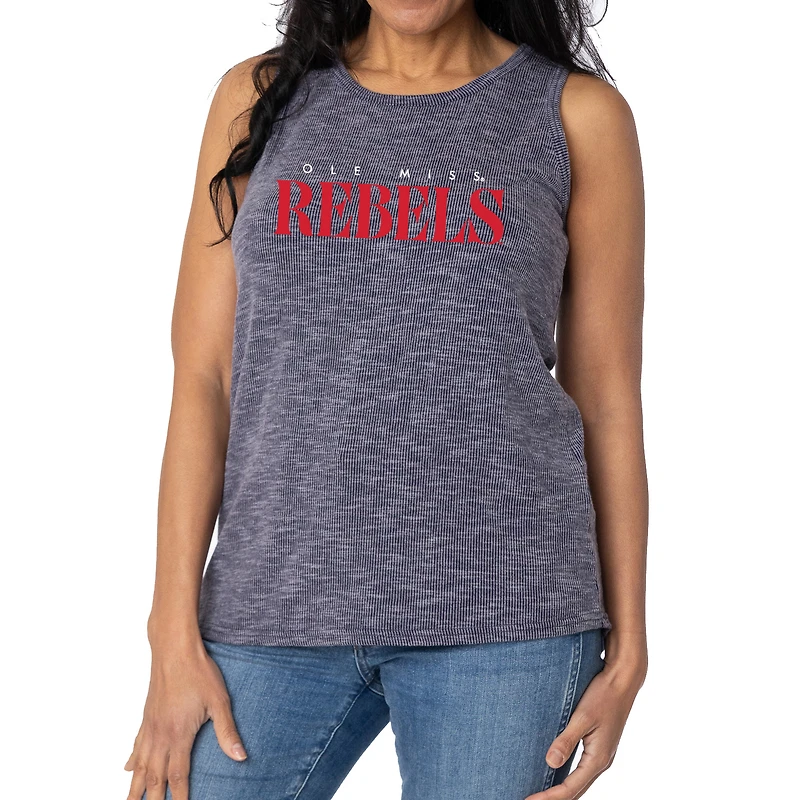 Women's Navy Ole Miss Rebels Blake Sandwash Rib-Knit Tri-Blend Tank Top