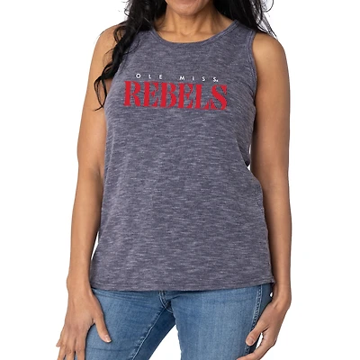 Women's Navy Ole Miss Rebels Blake Sandwash Rib-Knit Tri-Blend Tank Top