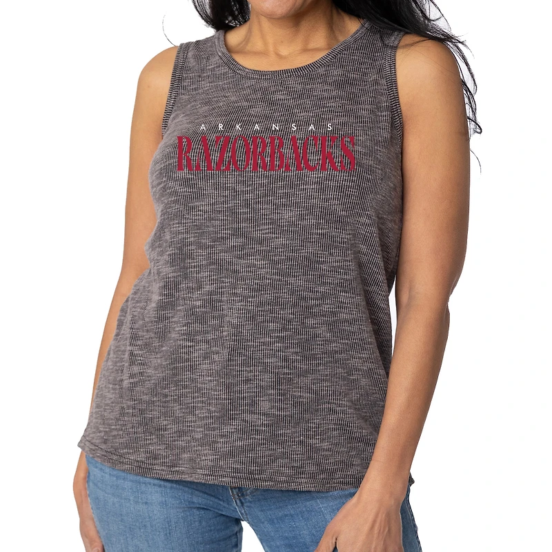 Women's Charcoal Arkansas Razorbacks Blake Sandwash Rib-Knit Tri-Blend Tank Top