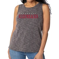 Women's Charcoal Arkansas Razorbacks Blake Sandwash Rib-Knit Tri-Blend Tank Top