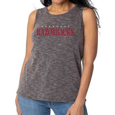 Women's Charcoal Arkansas Razorbacks Blake Sandwash Rib-Knit Tri-Blend Tank Top