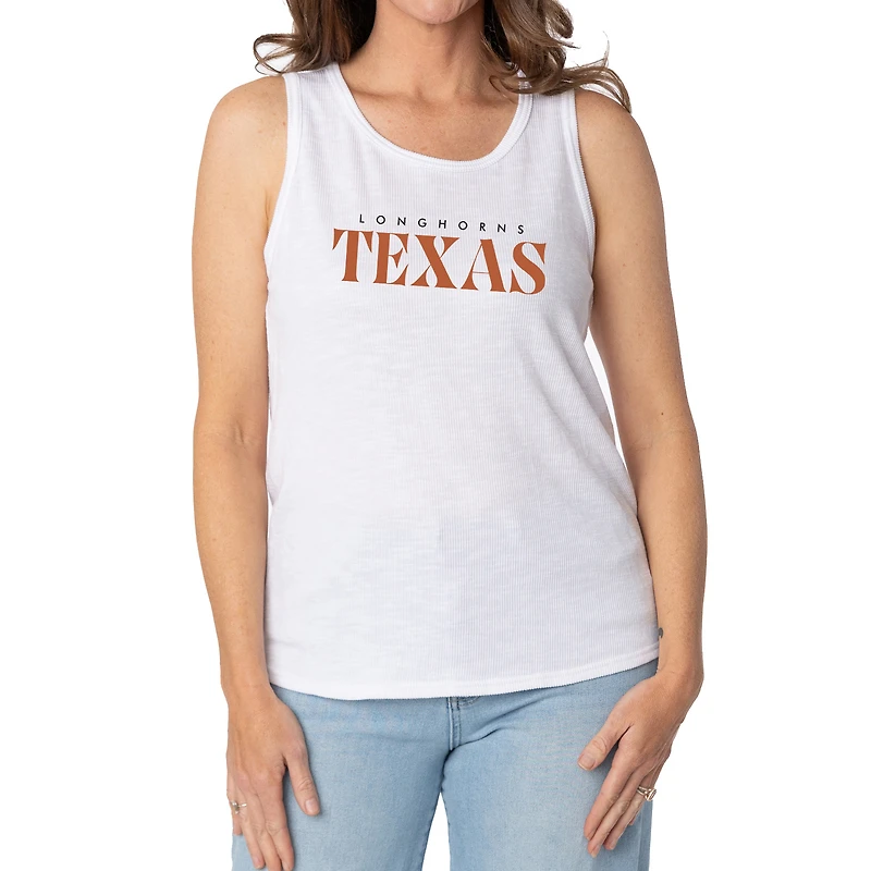 Women's White Texas Longhorns Blake Sandwash Rib-Knit Tri-Blend Tank Top