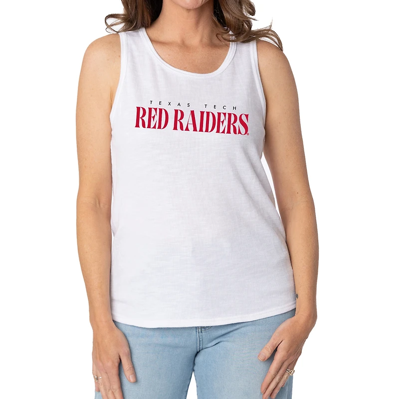 Women's White Texas Tech Red Raiders Blake Sandwash Rib-Knit Tri-Blend Tank Top