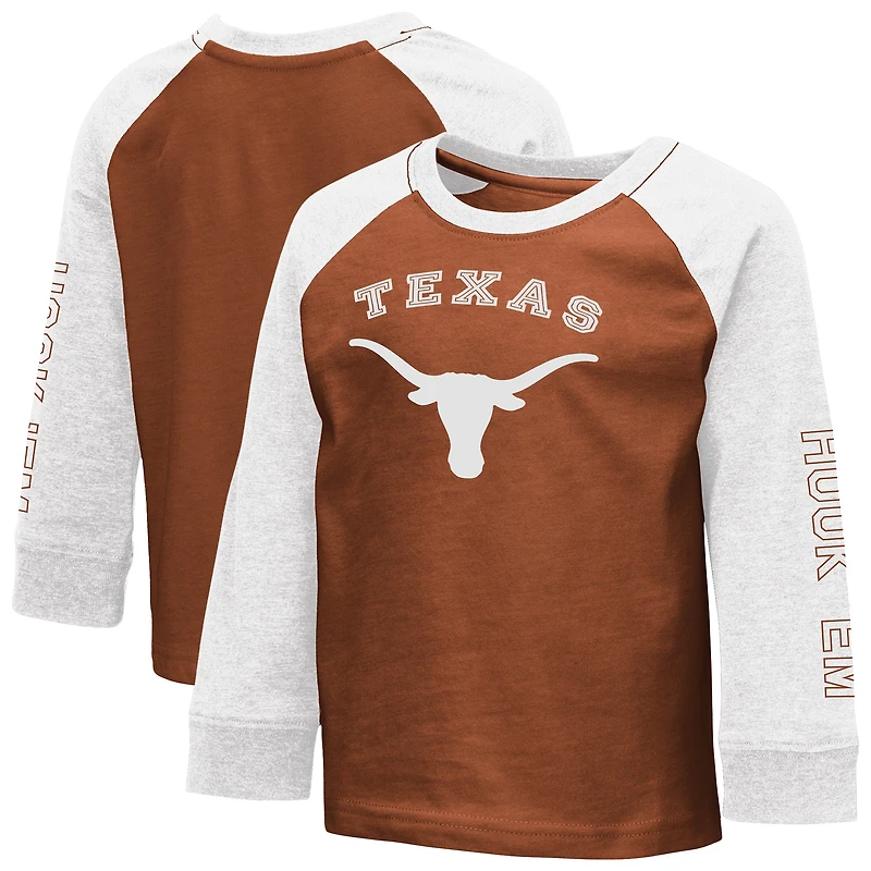 Toddler Colosseum Texas Orange Longhorns Two-Hit Raglan Long Sleeve T-Shirt