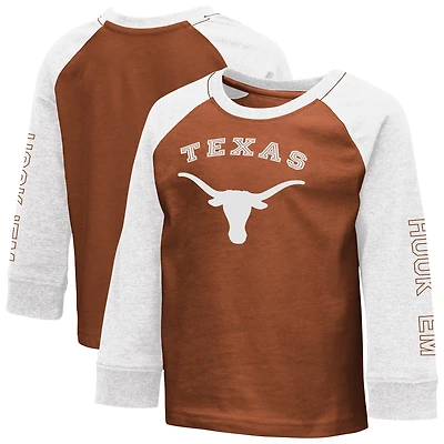 Toddler Colosseum Texas Orange Longhorns Two-Hit Raglan Long Sleeve T-Shirt