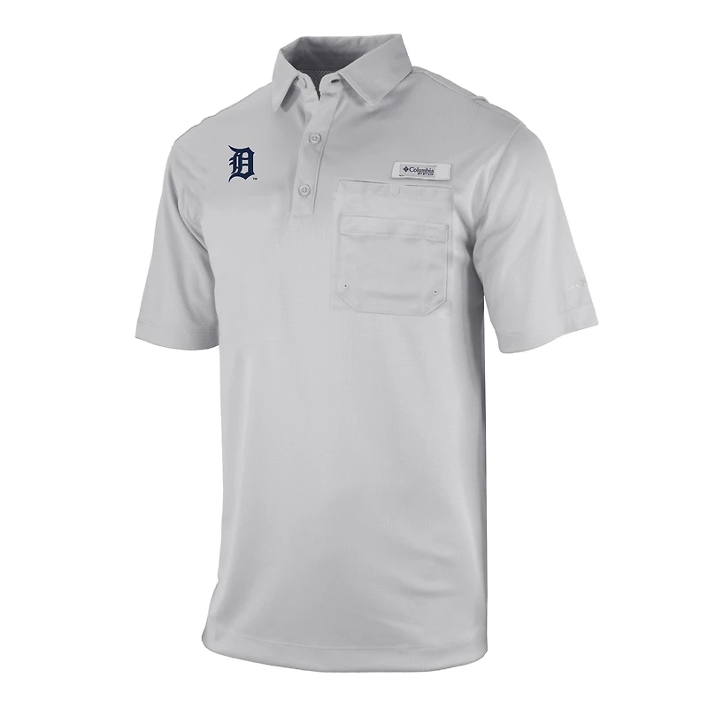 Men's Columbia Gray Detroit Tigers Flycaster Pocket Polo