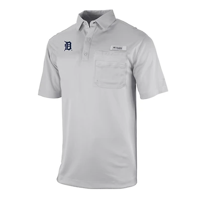 Men's Columbia Gray Detroit Tigers Flycaster Pocket Polo