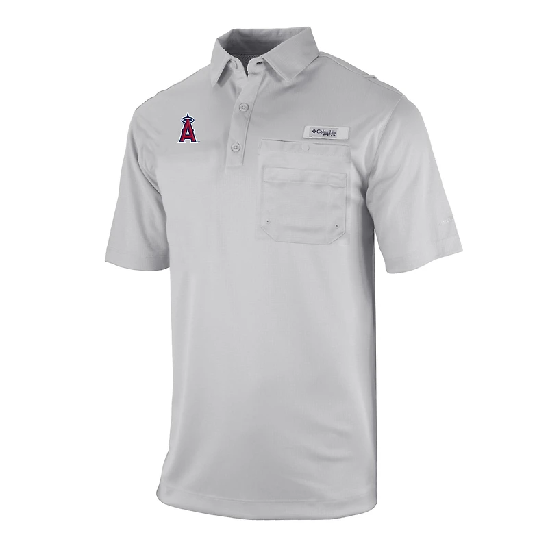 Men's Columbia Gray Los Angeles Angels Flycaster Pocket Polo