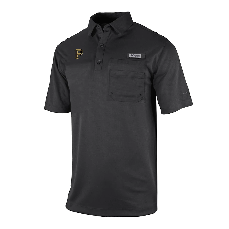 Men's Columbia Black Pittsburgh Pirates Flycaster Pocket Polo