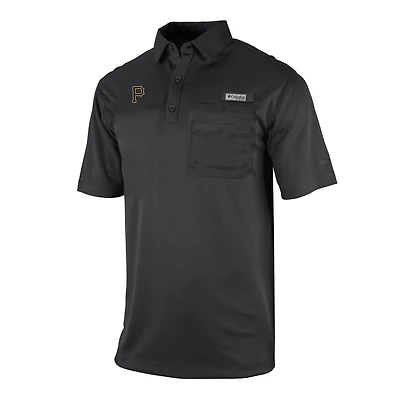Men's Columbia Black Pittsburgh Pirates Flycaster Pocket Polo
