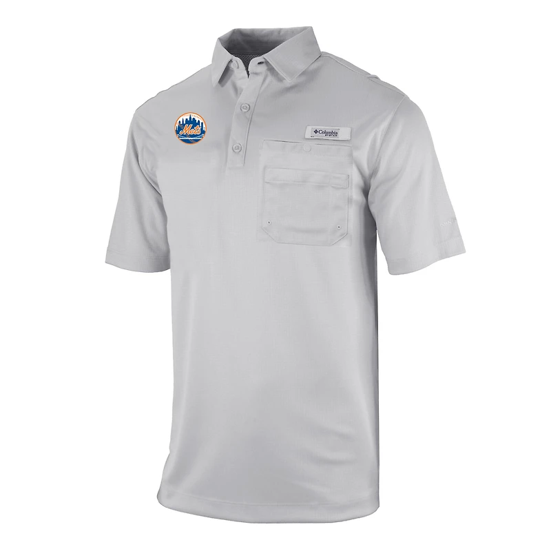Men's Columbia Gray New York Mets Flycaster Pocket Polo